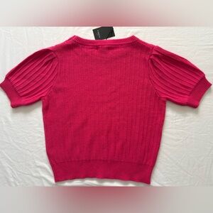 NWT-FRNCH Paris Ribbed Short Sleeve Sweater Top in Pink